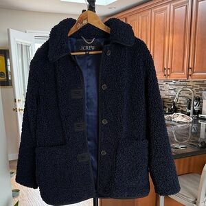 J. Crew Women's Navy Sherpa Pea Coat